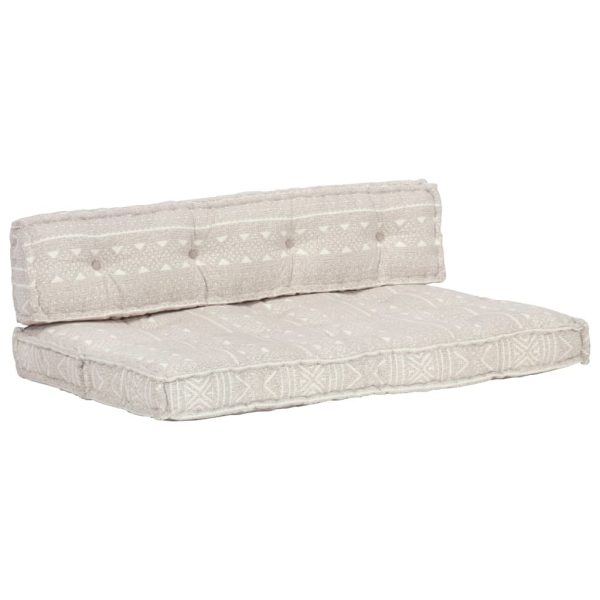 Pallet Sofa Cushion Light Brown Fabric Patchwork