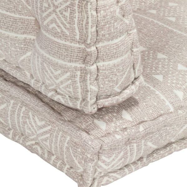 Pallet Sofa Cushion Light Brown Fabric Patchwork