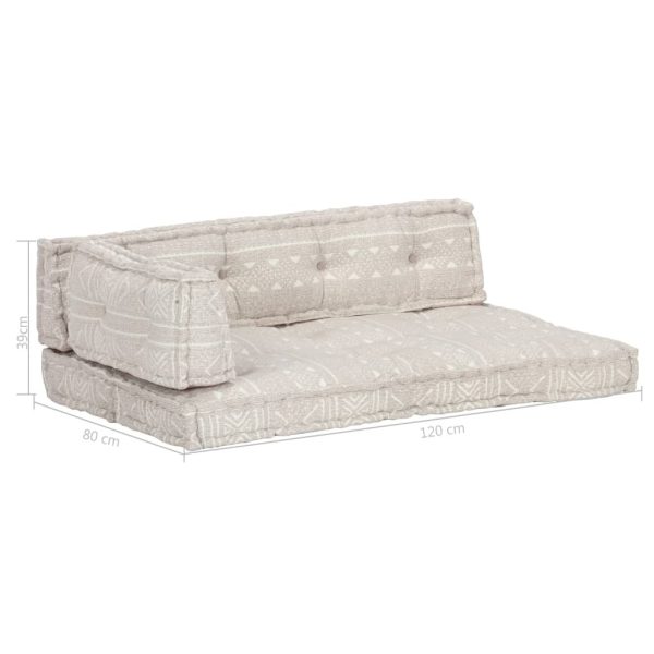 Pallet Sofa Cushion Light Brown Fabric Patchwork