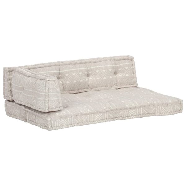 Pallet Sofa Cushion Light Brown Fabric Patchwork