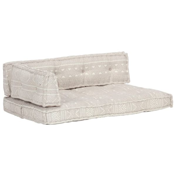 Pallet Sofa Cushion Light Brown Fabric Patchwork