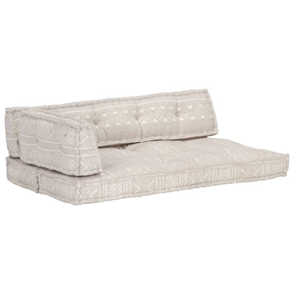 Pallet Sofa Cushion Light Brown Fabric Patchwork