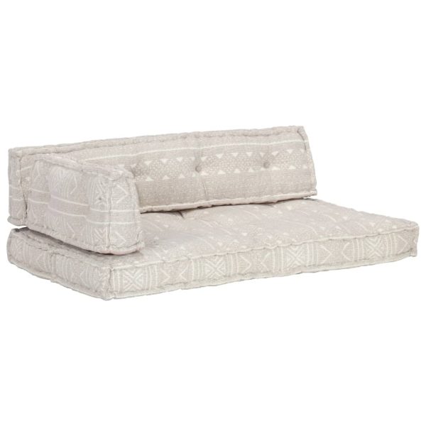 Pallet Sofa Cushion Light Brown Fabric Patchwork