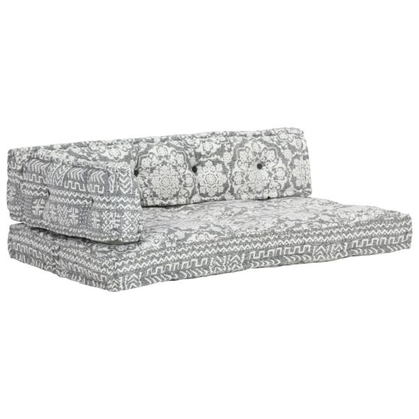 Pallet Sofa Cushion Light Grey Fabric Patchwork