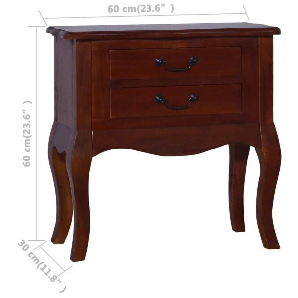 Cullercoats Bedside Cabinet Classical Brown 60x30x60 cm Solid Mahogany Wood