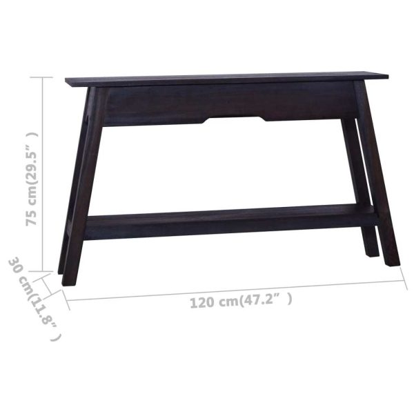 Console Table Black 120x30x75 cm Solid Mahogany Wood
