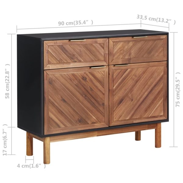Sideboard 90×33.5×75 cm Solid Acacia Wood and MDF