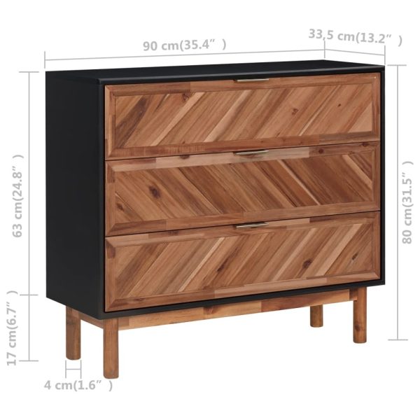 Sideboard 90×33.5×80 cm Solid Acacia Wood and MDF