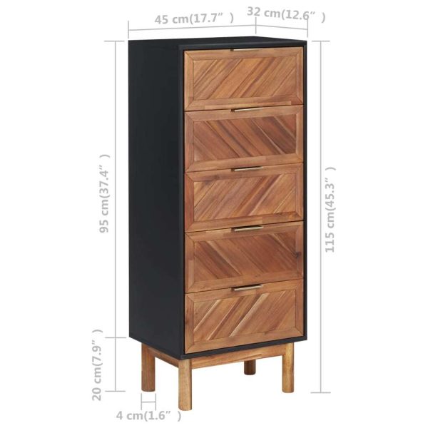 Sideboard 45x32x115 cm Solid Acacia Wood and MDF