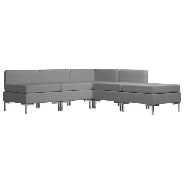 Brixham 5 Piece Sofa Set Fabric Light Grey
