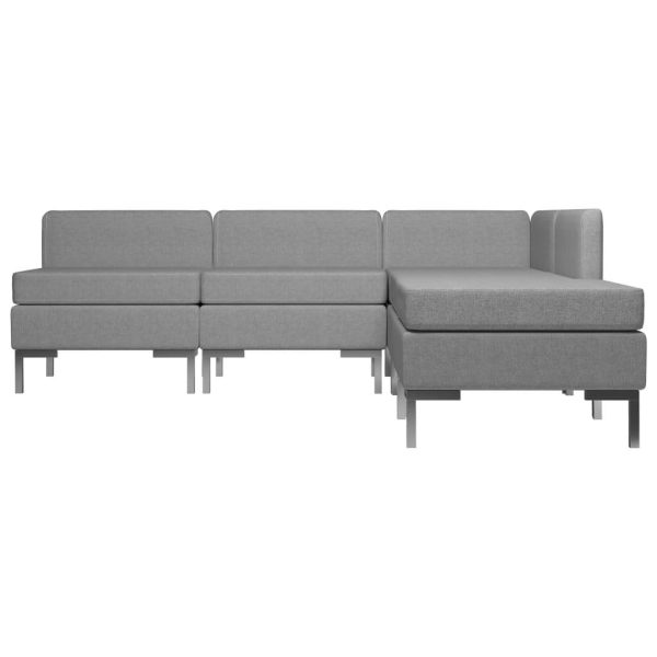 Brixham 5 Piece Sofa Set Fabric Light Grey