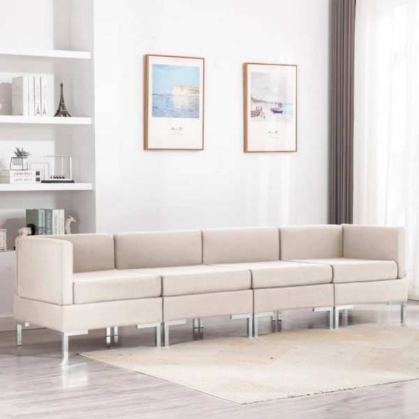 Wekiwa 4 Piece Sofa Set Fabric Cream
