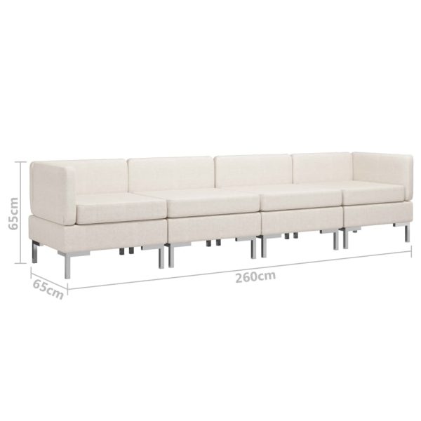Wekiwa 4 Piece Sofa Set Fabric Cream