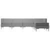 Ellisville 6 Piece Sofa Set Fabric Light Grey