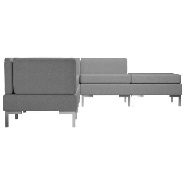 Ellisville 6 Piece Sofa Set Fabric Light Grey