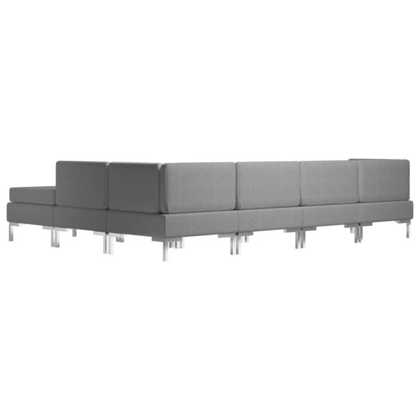 Ellisville 6 Piece Sofa Set Fabric Light Grey