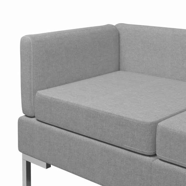 Ellisville 6 Piece Sofa Set Fabric Light Grey