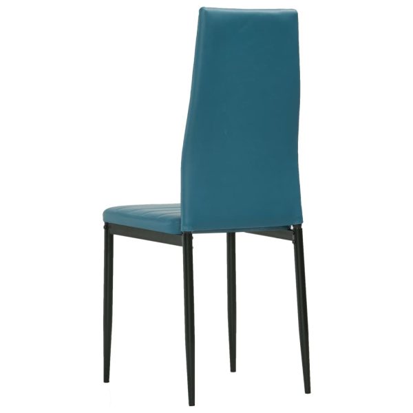 5 Piece Dining Set Faux Leather Sea Blue