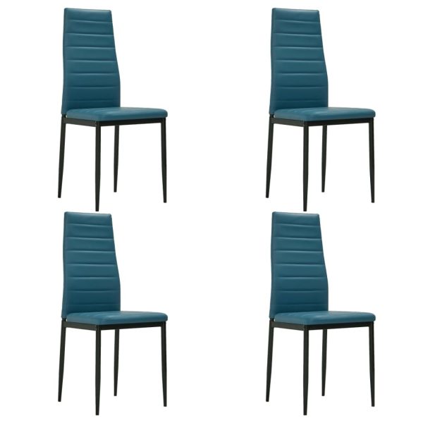 5 Piece Dining Set Faux Leather Sea Blue