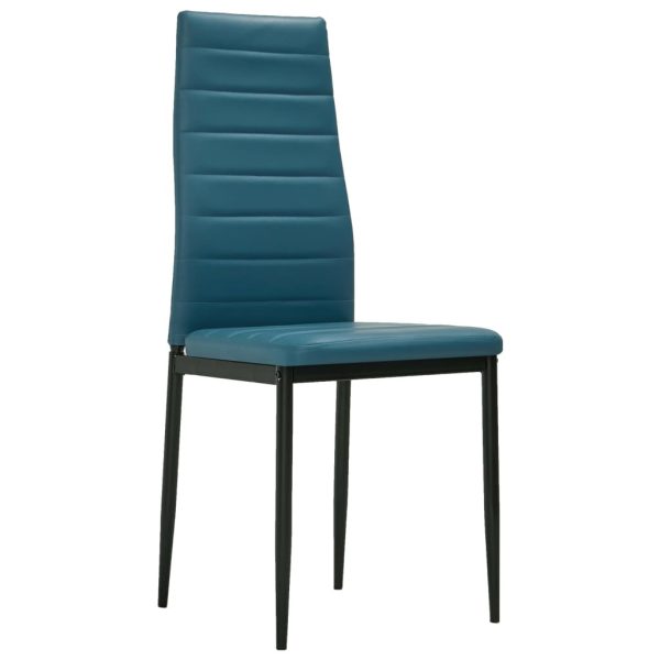 5 Piece Dining Set Faux Leather Sea Blue