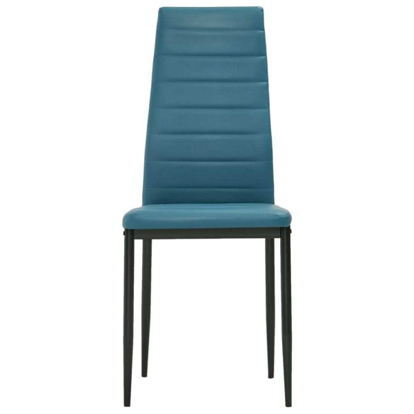 5 Piece Dining Set Faux Leather Sea Blue