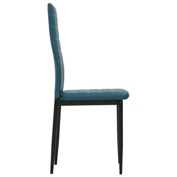 5 Piece Dining Set Faux Leather Sea Blue