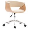 Swivel Office Chair Cream Bent Wood and Faux Leather