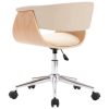 Swivel Office Chair Cream Bent Wood and Faux Leather