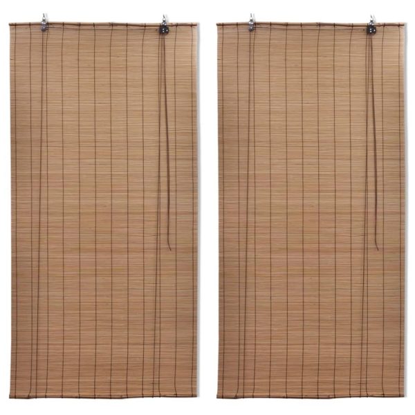 Bamboo Roller Blinds 2 pcs 150 x 220 cm Brown