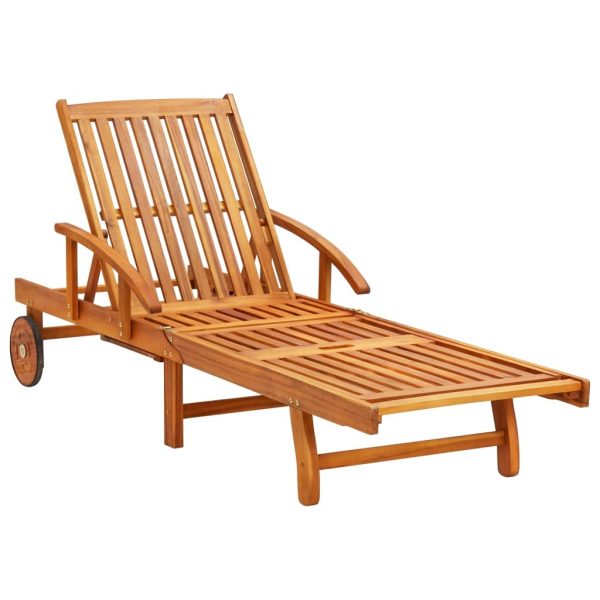 Sun Lounger Solid Acacia Wood – 2 Sunloungers With Table