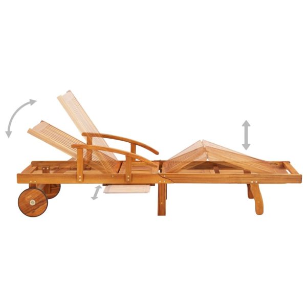 Sun Lounger Solid Acacia Wood – 2 Sunloungers With Table