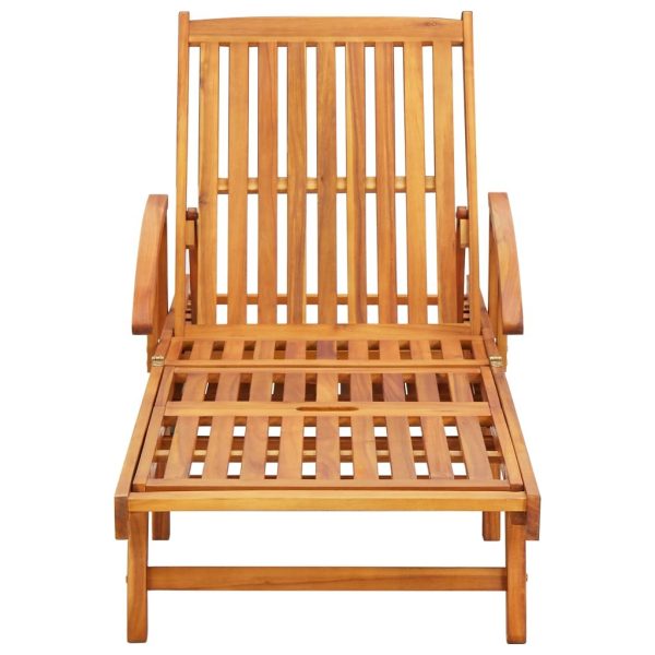Sun Lounger Solid Acacia Wood – 2 Sunloungers With Table