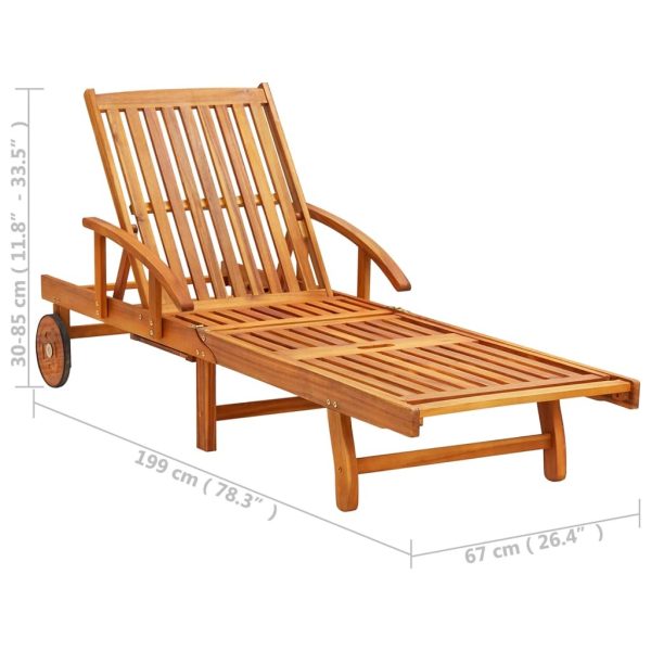Sun Lounger Solid Acacia Wood – 2 Sunloungers With Table