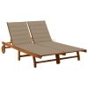 Garden Sun Lounger with Cushion Solid Acacia Wood – 200x123x85 cm, Beige