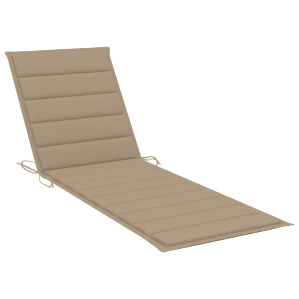 Garden Sun Lounger with Cushion Solid Acacia Wood – 200x123x85 cm, Beige