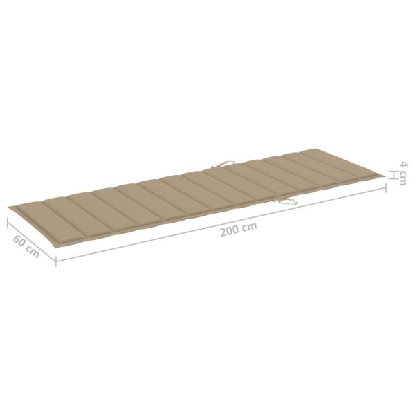 Garden Sun Lounger with Cushion Solid Acacia Wood – 200x123x85 cm, Beige