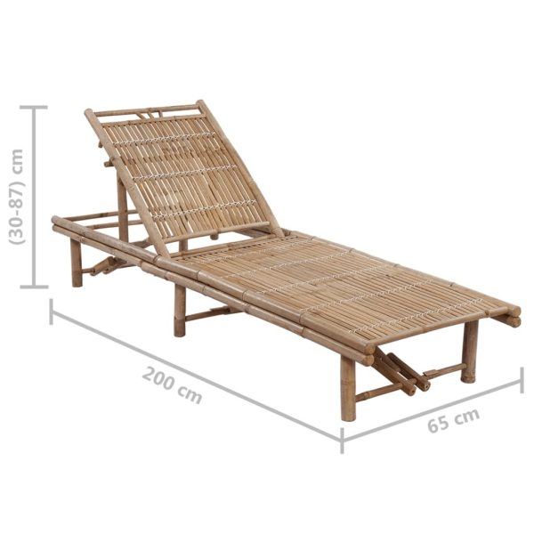 Garden Sun Lounger with Cushion Bamboo – Beige