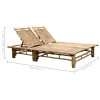 2-Person Sun Lounger with Cushions Bamboo – Taupe
