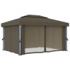 Gazebo with Curtain 4×3 m Taupe Aluminium