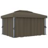 Gazebo with Curtain 4×3 m Taupe Aluminium