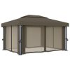 Gazebo with Curtain 4×3 m Taupe Aluminium