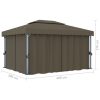 Gazebo with Curtain 4×3 m Taupe Aluminium