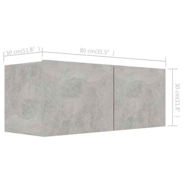 Dunblane 8 Piece TV Cabinet Set Engineered Wood – 80x30x30 cm, Concrete Grey