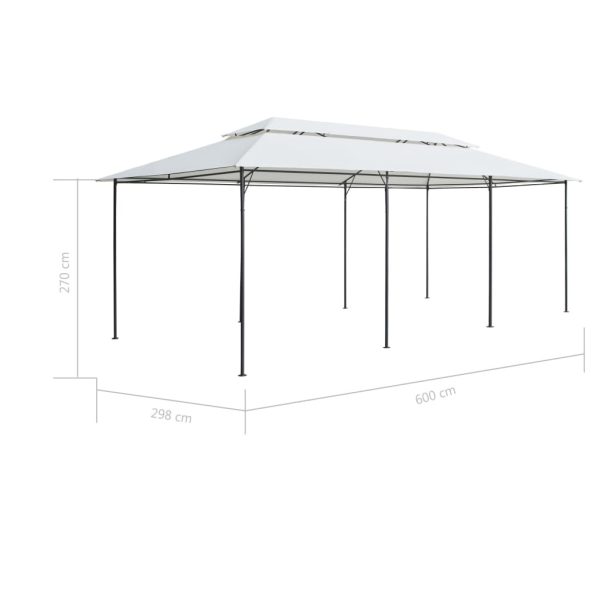 Gazebo with Curtains 600x298x270 cm White 180g/m²