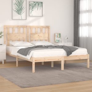Benda Bed Frame Solid Wood Pine – DOUBLE, Brown