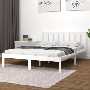 Kelly Bed Frame Solid Wood Pine – DOUBLE, White