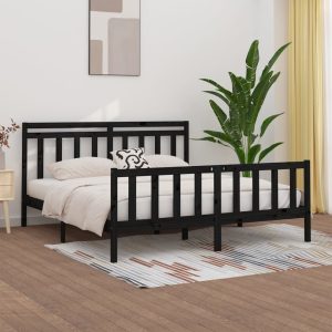 Archdale Bed Frame Solid Wood Pine – KING, Black