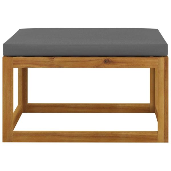 Footrest with Cushion Solid Acacia Wood – Dark Grey