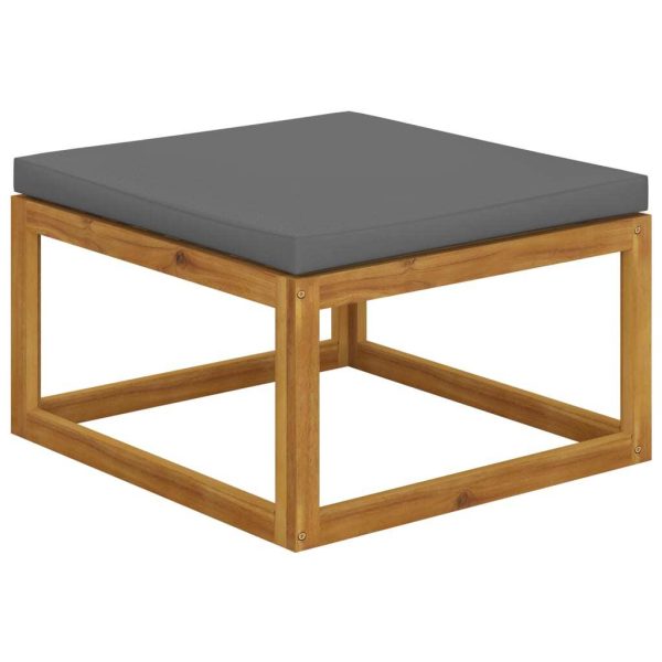 Footrest with Cushion Solid Acacia Wood – Dark Grey