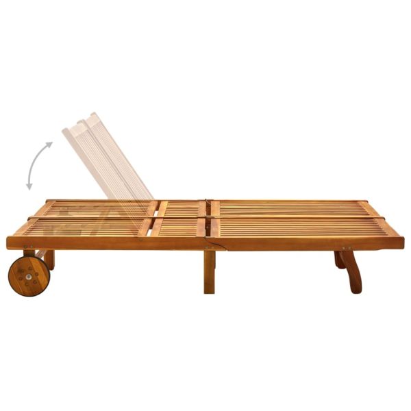 Sun Lounger Solid Acacia Wood – 199x123x85 cm, Brown
